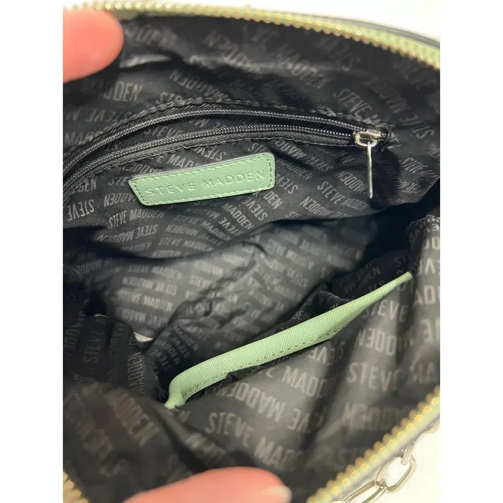 Steve Madden Sage Green Crossbody Bag Chain Detail Dome Purse Small Handbag